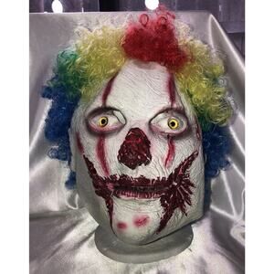 Halloween Clown Mask Scary Bloody Yellow Eyes Latex Ghoulish Productions Adult
